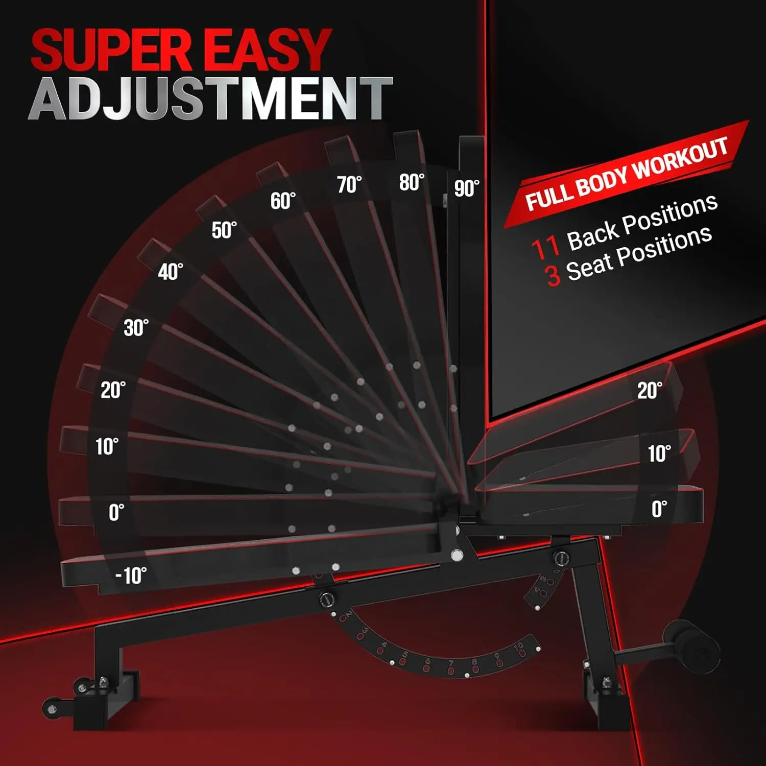 Weight Bench,Adjustable Workout Bench for Home Gym with 1200 LBS,Adjustable Back and Seat Exercise Incline for Full-Body Strengt - Image 3