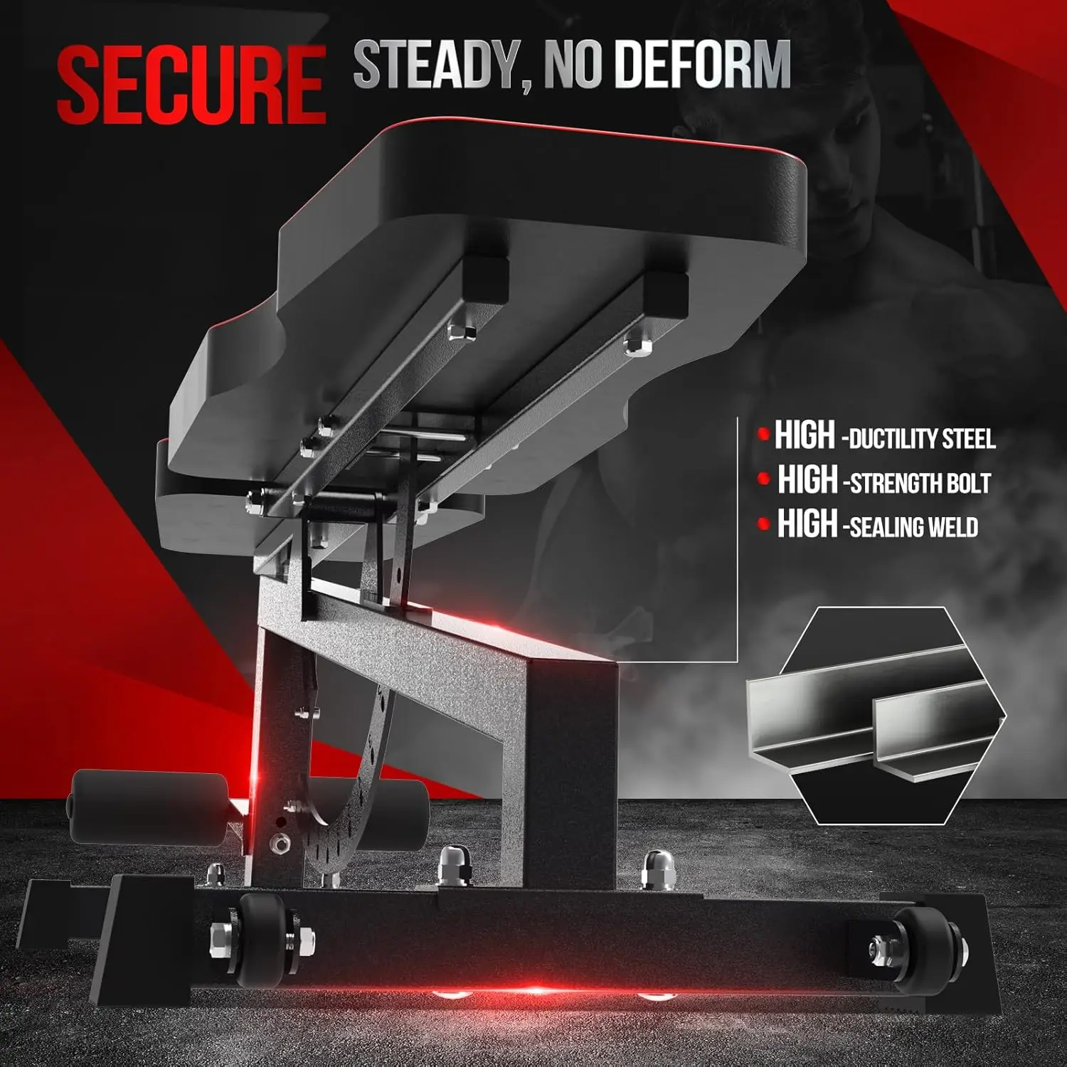 Weight Bench,Adjustable Workout Bench for Home Gym with 1200 LBS,Adjustable Back and Seat Exercise Incline for Full-Body Strengt - Image 6