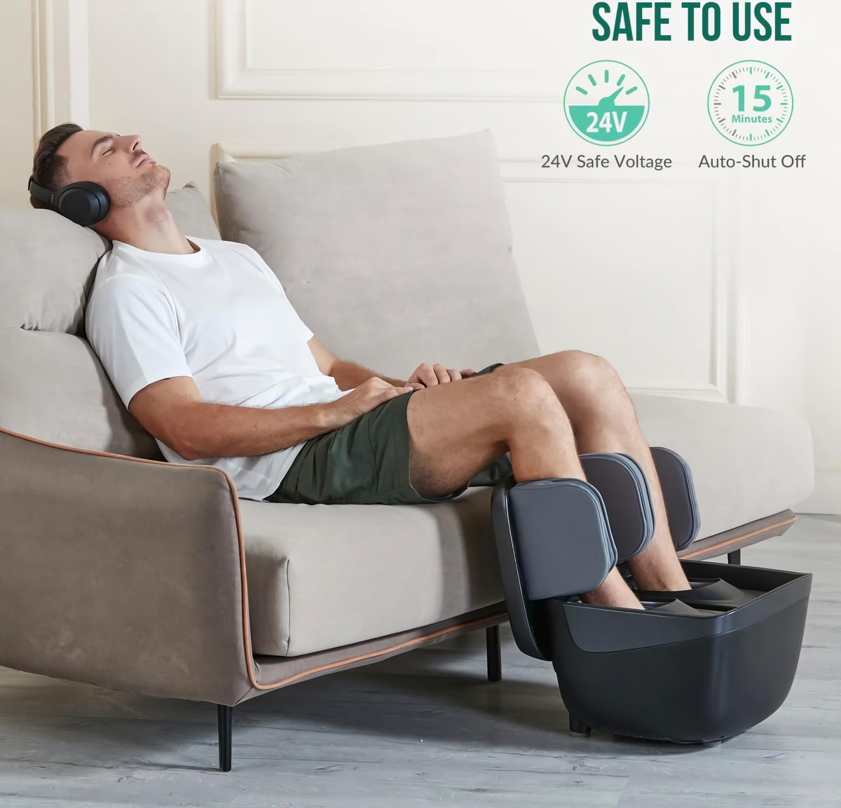 2-in-1 Foldable Foot and Leg Massager with Heat, Shiatsu, Compression & Ottoman - Image 5