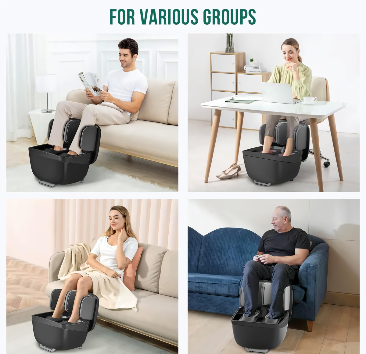 2-in-1 Foldable Foot and Leg Massager with Heat, Shiatsu, Compression & Ottoman - Image 8