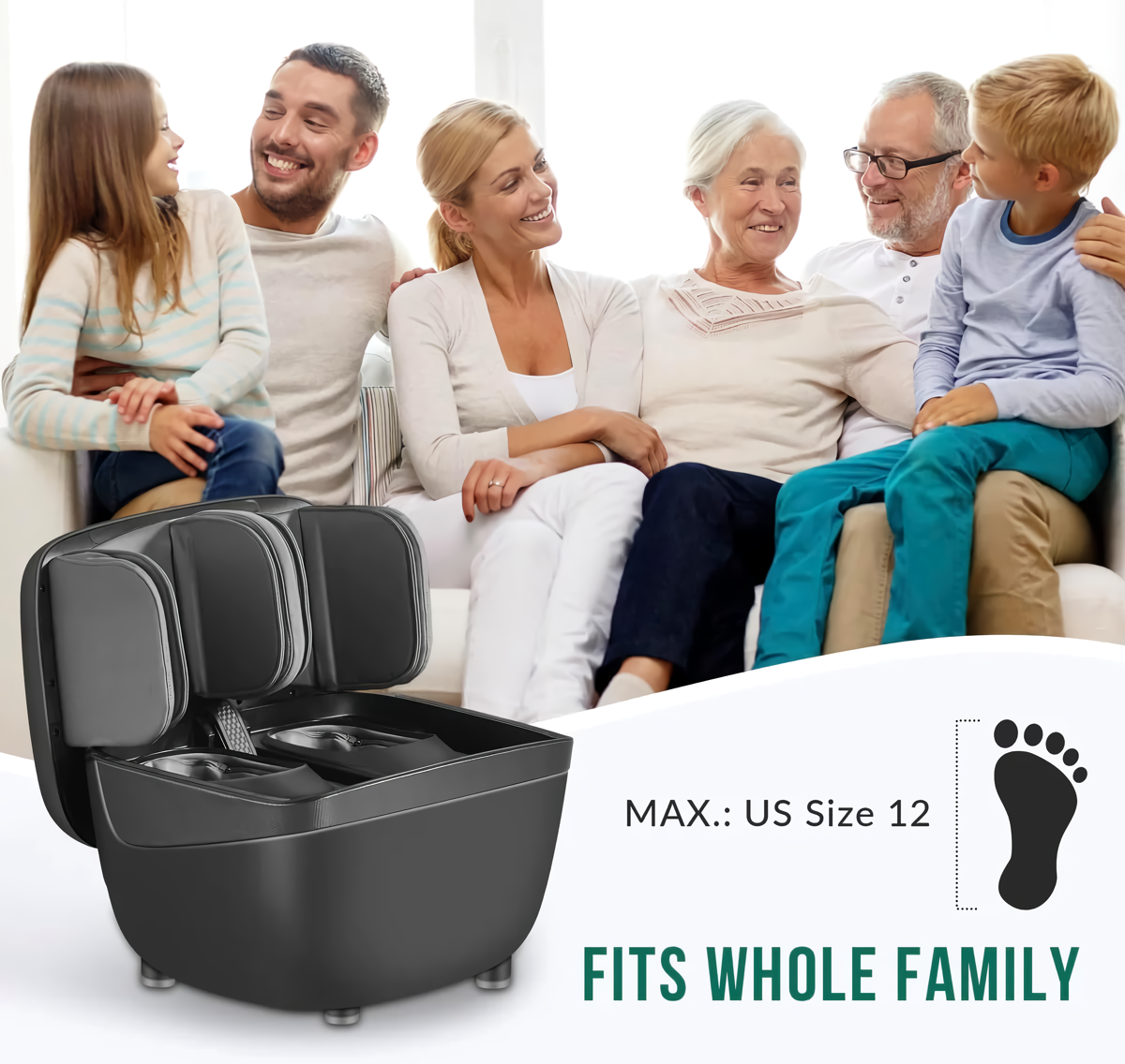 2-in-1 Foldable Foot and Leg Massager with Heat, Shiatsu, Compression & Ottoman - Image 7