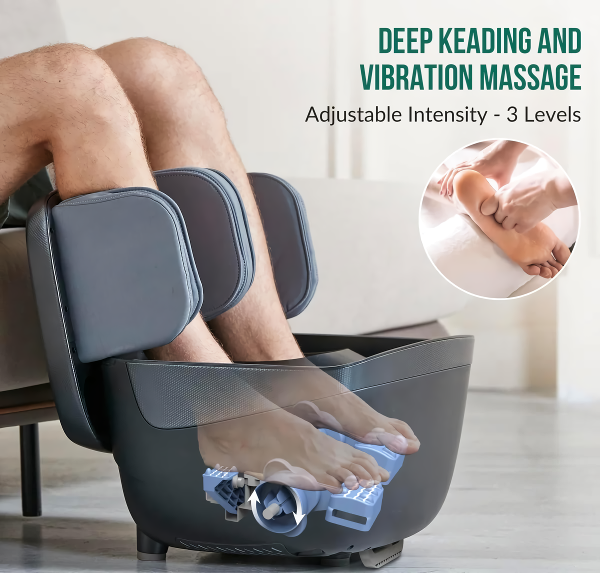 2-in-1 Foldable Foot and Leg Massager with Heat, Shiatsu, Compression & Ottoman - Image 3