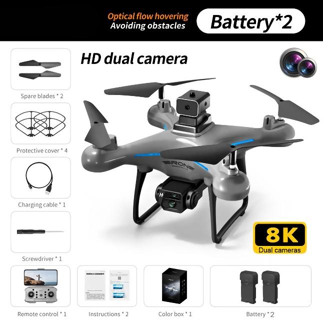 Gray with Dual 8K Camera (2 Batteries)