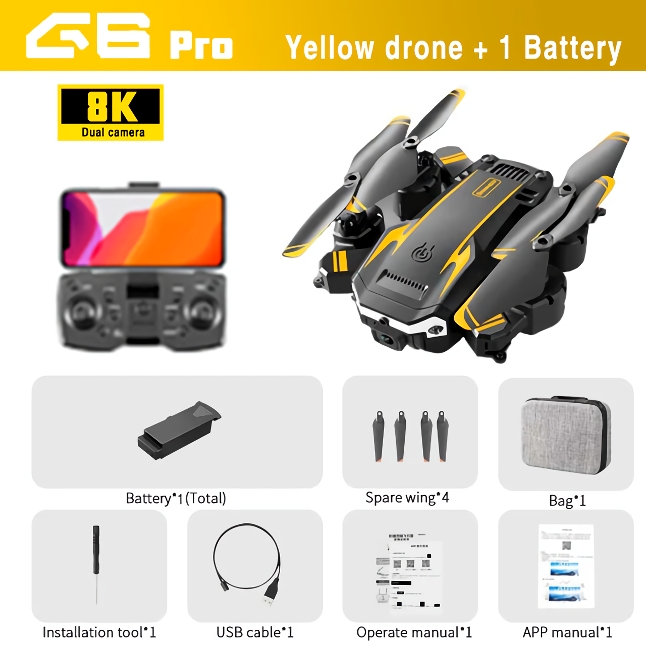 Yellow PRO 8K Dual Camera (1 Battery)