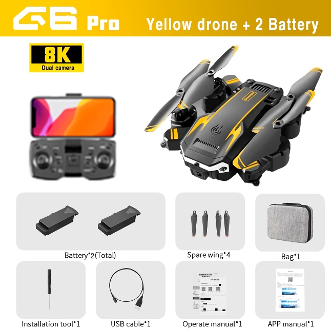Yellow PRO 8K Dual Camera (2 Batteries)