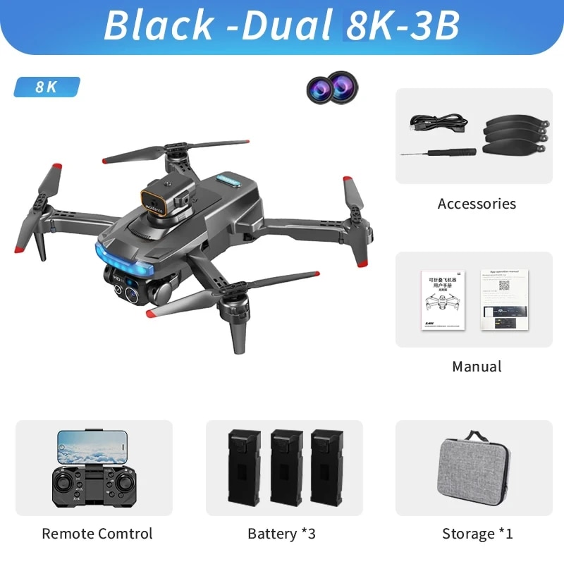 Black Dual 8K (3 Batteries)