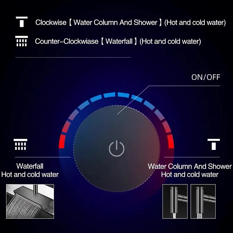 Contemporary Black Brass Waterfall Kitchen Faucet with Pull-Out Sprayer - Image 9