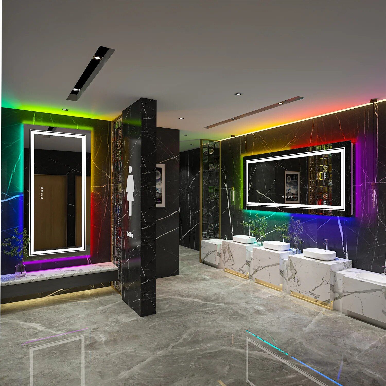 Elegant LED Vanity Mirror with RGB Backlight & Dimmable Anti-Fog Features for Modern Bathrooms - Image 5
