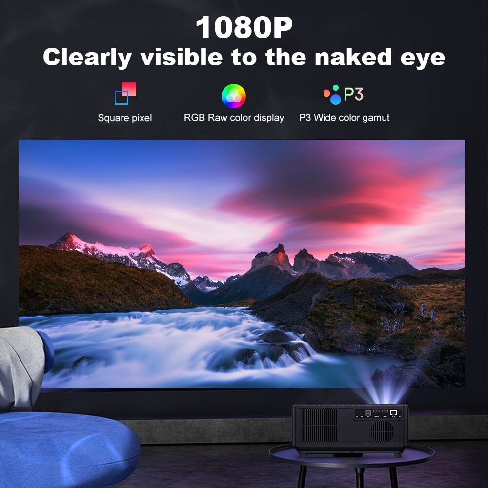 Full HD 1080P WiFi LED Projector with Android OS, 2K 4K Video Support, and Auto Keystone Correction - Image 8